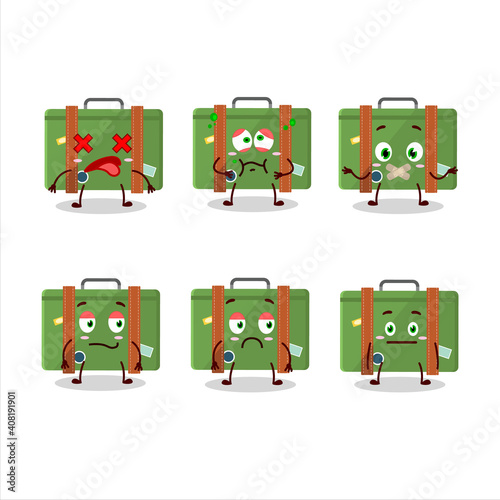 Traveling suitcase cartoon character with nope expression