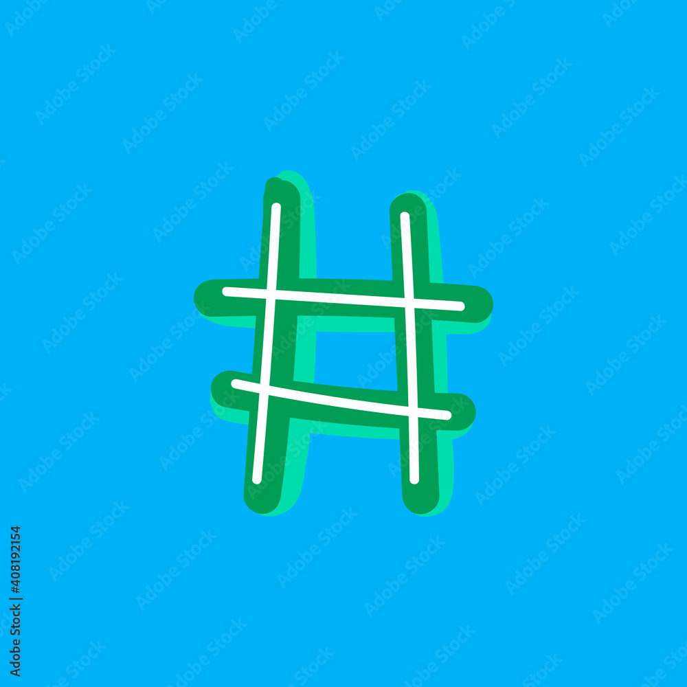 Obraz premium Hashtag symbol doodle vector typography