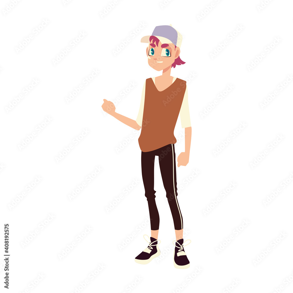 boy wearing sport cap character youth culture, vector design boy wearing sport cap character youth culture, vector design