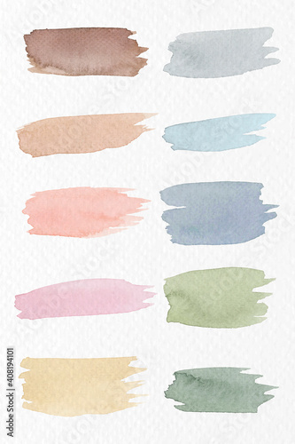 Colorful watercolor brush strokes vector