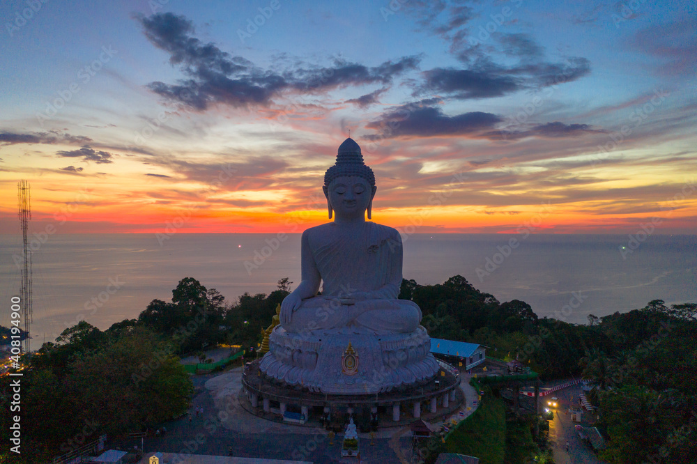 aerial photography scenery sunset at Phuket big Buddha. Phuket Big Buddha is one of the island most .important and revered landmarks on Phuket island. aerial photography scenery sunset at Phuket big Buddha. Phuket Big Buddha is one of the island most .important and revered landmarks on Phuket island.