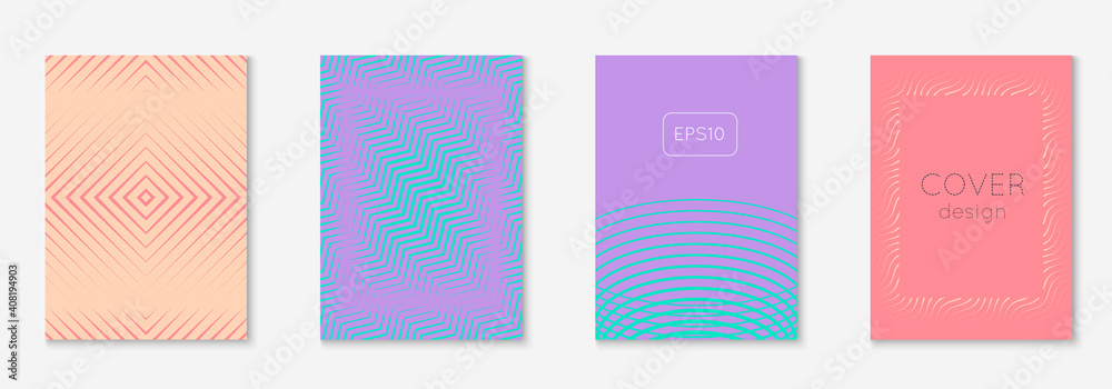 Minimalist trendy cover. Retro annual report, web app, presentation, booklet concept. Pink and purple. Minimalist trendy cover with line geometric elements and shapes.