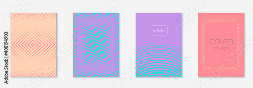 Minimalist trendy cover. Retro annual report, web app, presentation, booklet concept. Pink and purple. Minimalist trendy cover with line geometric elements and shapes.