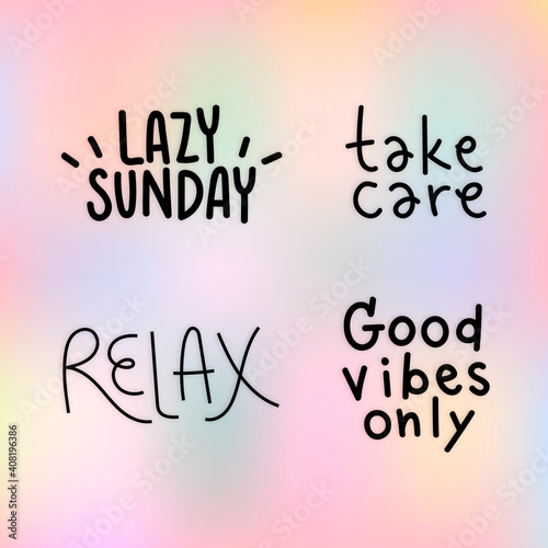 Cute typography on a gradient background set vector