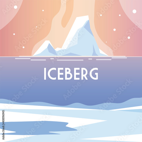 landscape with iceberg, water north pole scenery