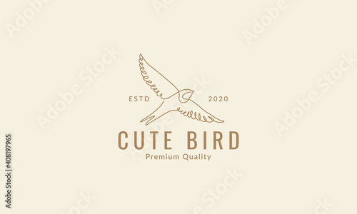 Barn Swallow bird line logo symbol icon vector graphic design