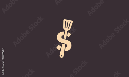spatula kitchen with letter S logo symbol icon vector graphic design