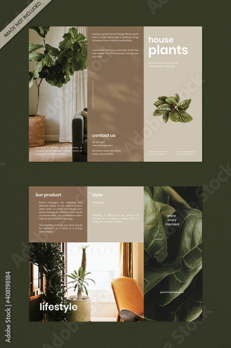 House plant shop brochure template vector