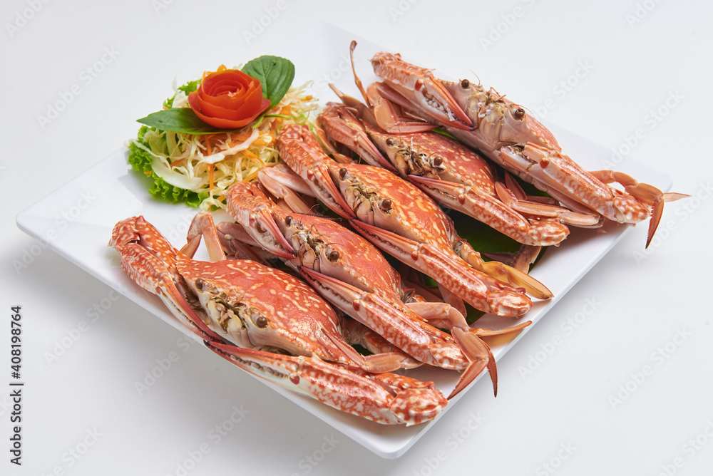 Steamed fresh crab. Fresh seafood, a popular dish in Thailand. Steamed fresh crab. Fresh seafood, a popular dish in Thailand.