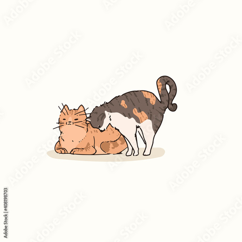 Domestic Shorthair cats doodle element vector photo