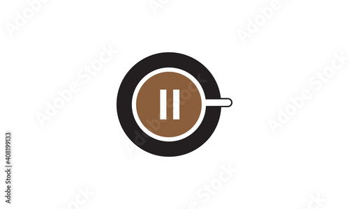 coffee cup with icon pause logo symbol icon vector graphic design