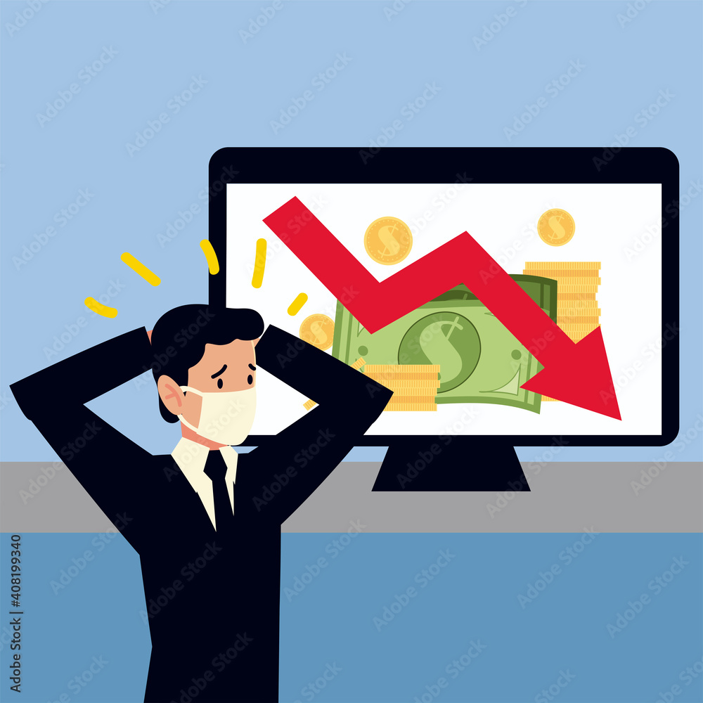 covid 19 impact, businessman bankrupt finance crisis global