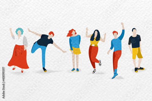 Diverse characters on texture background vector