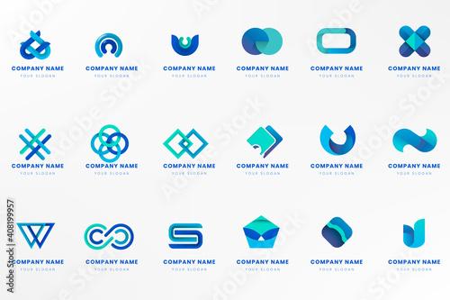 Blue logo branding design vector set
