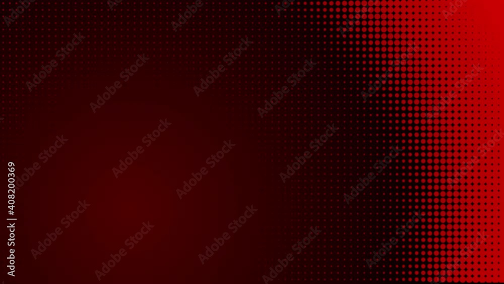 Red circular halftone dots background.