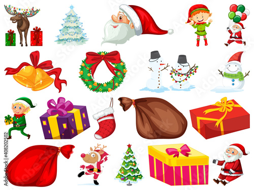 Set of Christmas objects isolated on white background © GraphicsRF