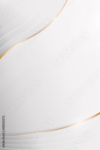 White abstract gold rim curved background vector