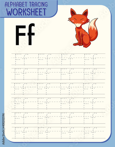 Alphabet tracing worksheet with letter F and f