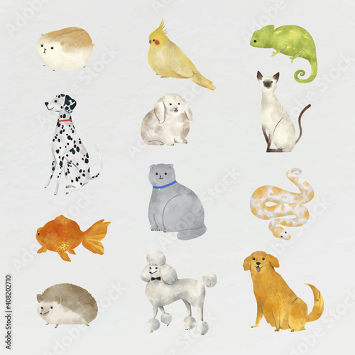 Friendly animals painting collection vector