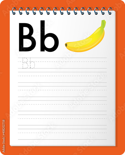 Alphabet tracing worksheet with letter B and b