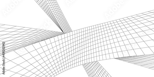 Architectural abstract shapes, Abstract architecture arch 3d illustration.