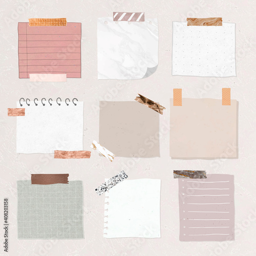 Cute note paper template vector