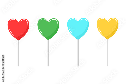 set of heart Lollipops on white background.