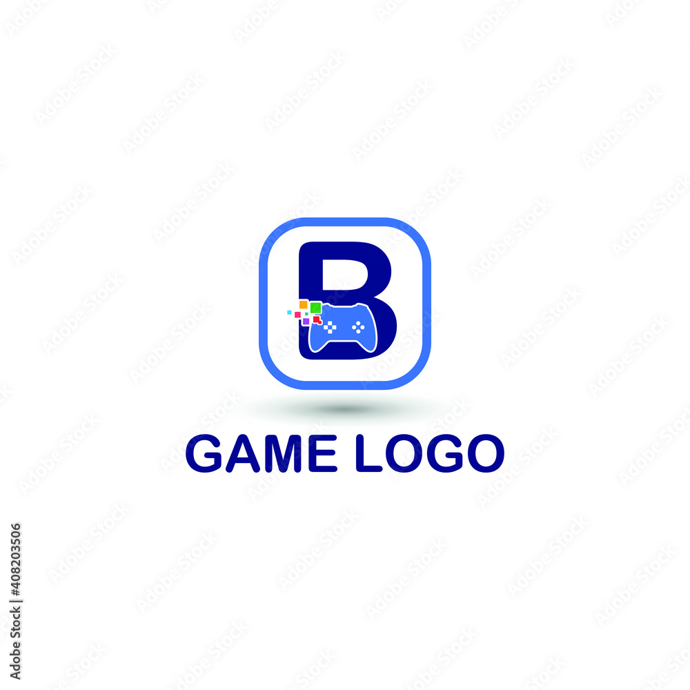 B initial letter with game console icon and pixel for gaming logo concept. game startup application B initial letter with game console icon and pixel for gaming logo concept. game startup application