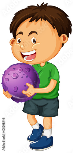 Happy boy holding mars