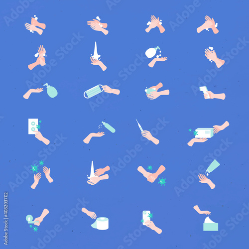 Medical and healthcare covid 19 icon set element vector