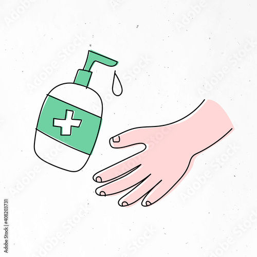 Cleaning hands with an alcohol-based solution character vector