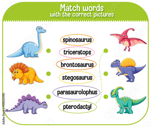 Match words with the correct pictures dinosaur