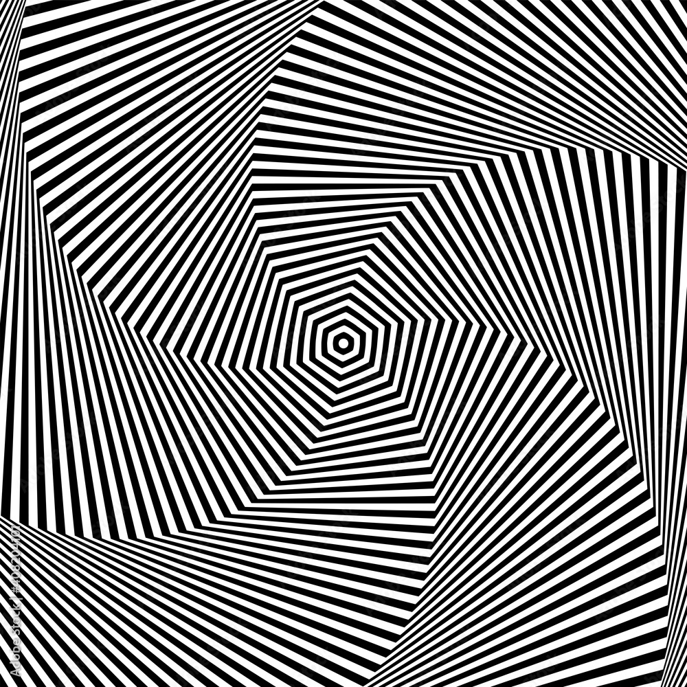 Whirl rotation movement illusion. Abstract op art design.