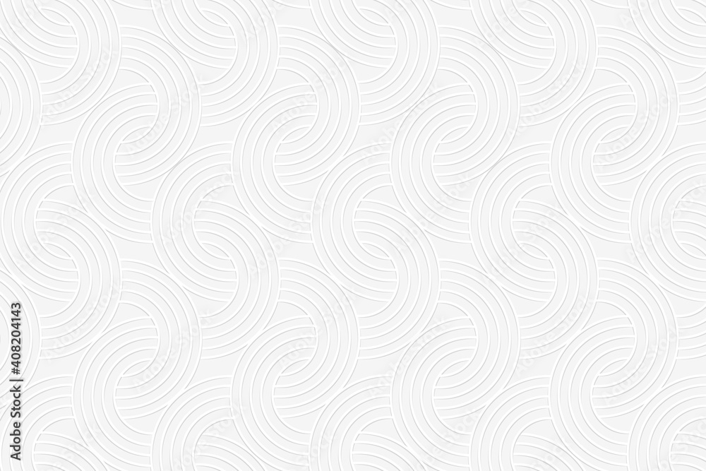 Seamless white interlaced rounded arc patterned background vector