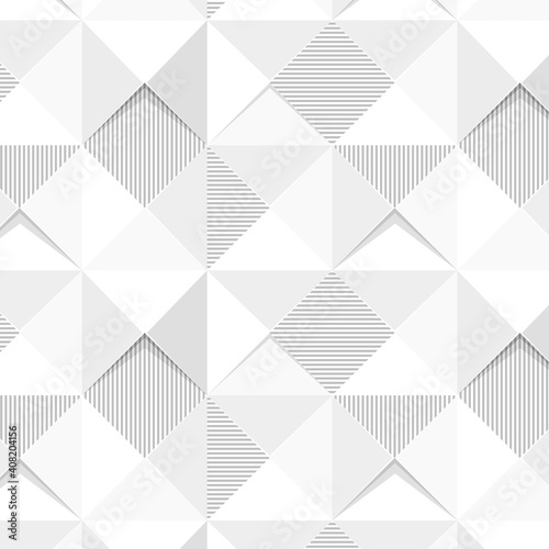 Seamless white geometric triangle patterned background