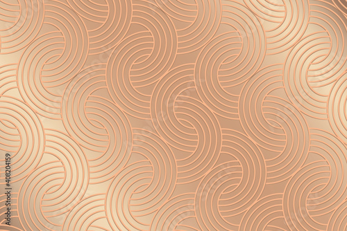 Seamless golden interlaced rounded arc patterned background vector