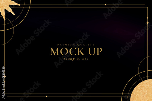Gold sun and moon frame on a black background vector