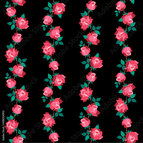 Beautiful rose vertical stripe seamless pattern 