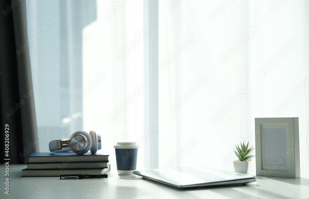 Mockup workspace desk and copy space book,plant and coffee on wood desk. Mockup workspace desk and copy space book,plant and coffee on wood desk.