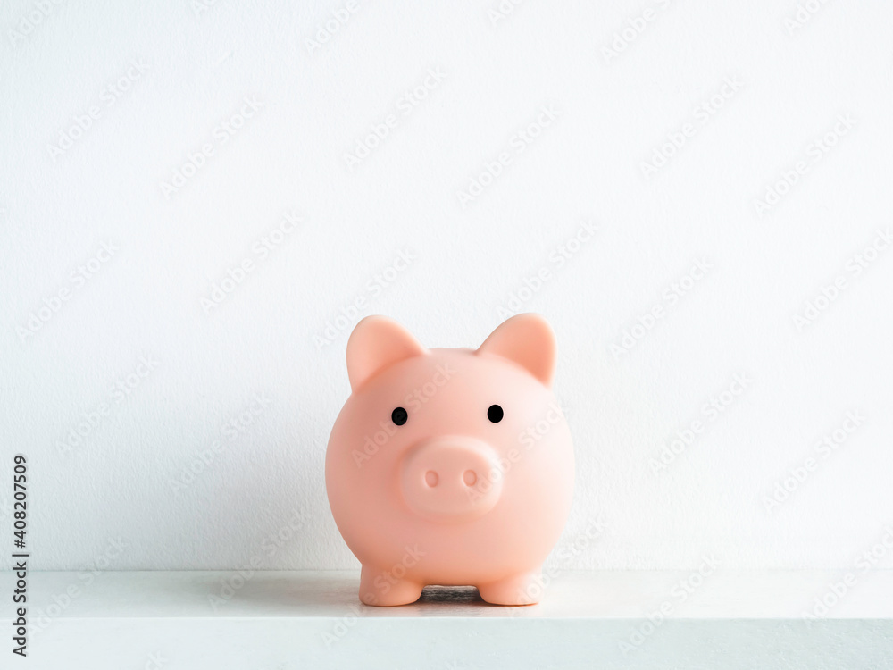 Cute piggy bank, pink color isolated on white background. Cute piggy bank, pink color isolated on white background.