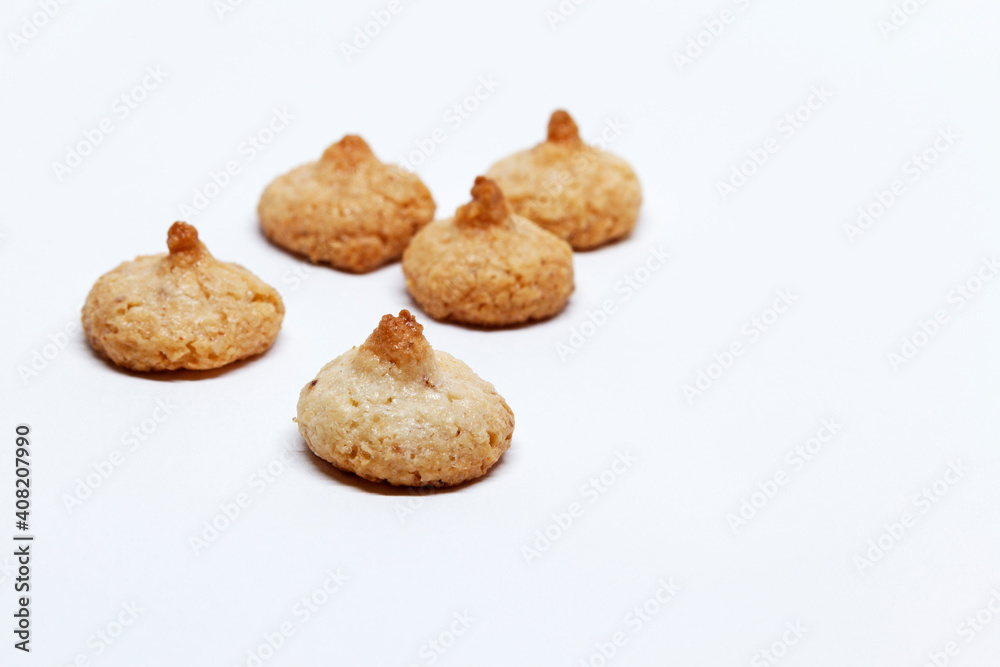 several yummy biscuits on white background several yummy biscuits on white background
