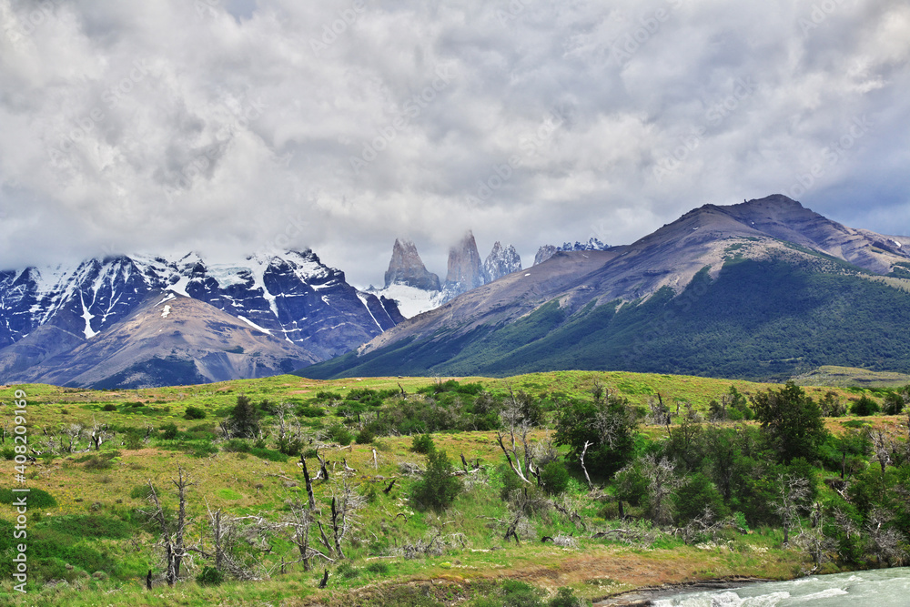 Fototapeta premium Blue towers in Torres del Paine National Park, Patagonia, Chile