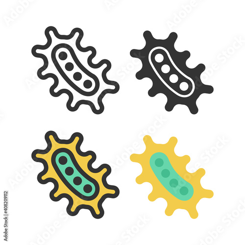 Bacteria, microbe, virus outline vector icon set. Microscopic bacterium and bacillus collection, isolated on white background