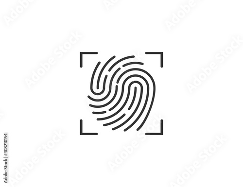 Biometric data, fingerprint, scan icon. Vector illustration, flat design.