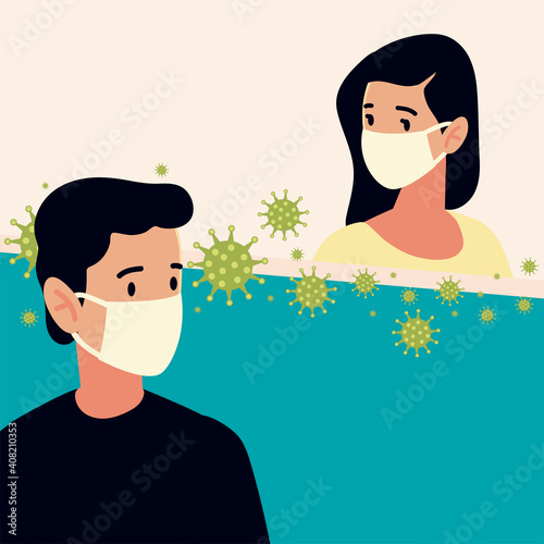 covid 19 impact, wearing face mask protecting himself, prevention and precaution