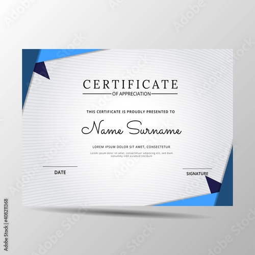 elegant blue and white diploma certificate template. Use for print, certificate, diploma, graduation 