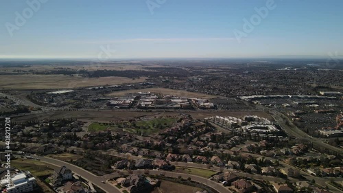 Panning shot of Palladio Mall in Folsom and the Folsom Ranch development south of highway 50. photo