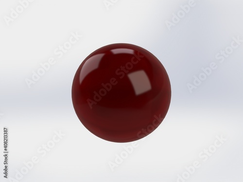 Realistic 3D red glass sphere ball on universal color RGB light background. 3D illustration.