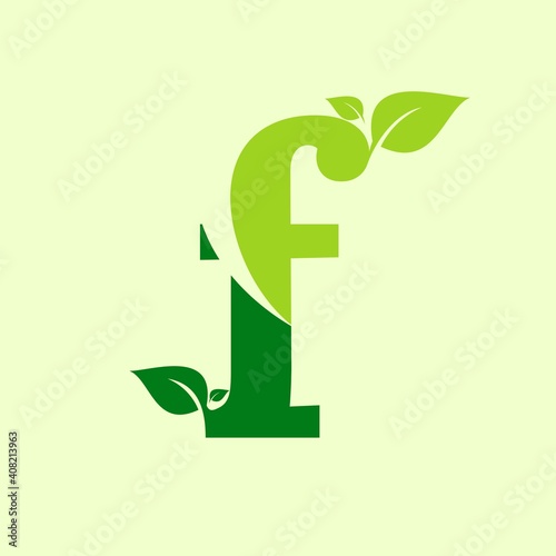 green f letter with leaf logo