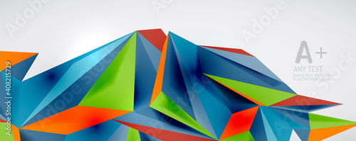 Vector triangle geometric backgrounds. Low poly 3d shape on light backdrop. Vector illustration for covers  banners  flyers and posters and other designs